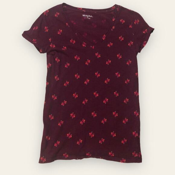 Merona Target Short Sleeve Twee Bird Print Vneck Shirt XS - Picture 1 of 5